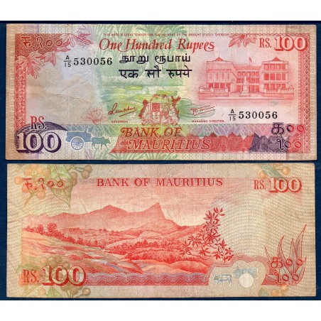 Maurice P.38, TB, Billet de 100 Rupees 1986 Montagne Rempart
