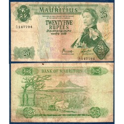 Maurice Pick N°32b, B Billet de banque de 25 Rupees 1967