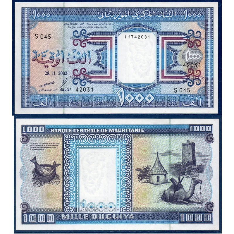 Mauritanie P.9c, Neuf Billet de 1000 Ouguiya 2002 chameau Mauritanie P.9c, Neuf Billet de 1000 Ouguiya 2002 chameau