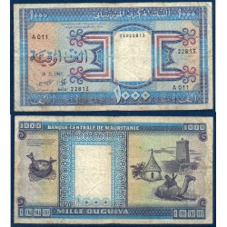 Mauritanie Pick N°7b, TB- Billet de banque de 1000 Ouguiya 1985