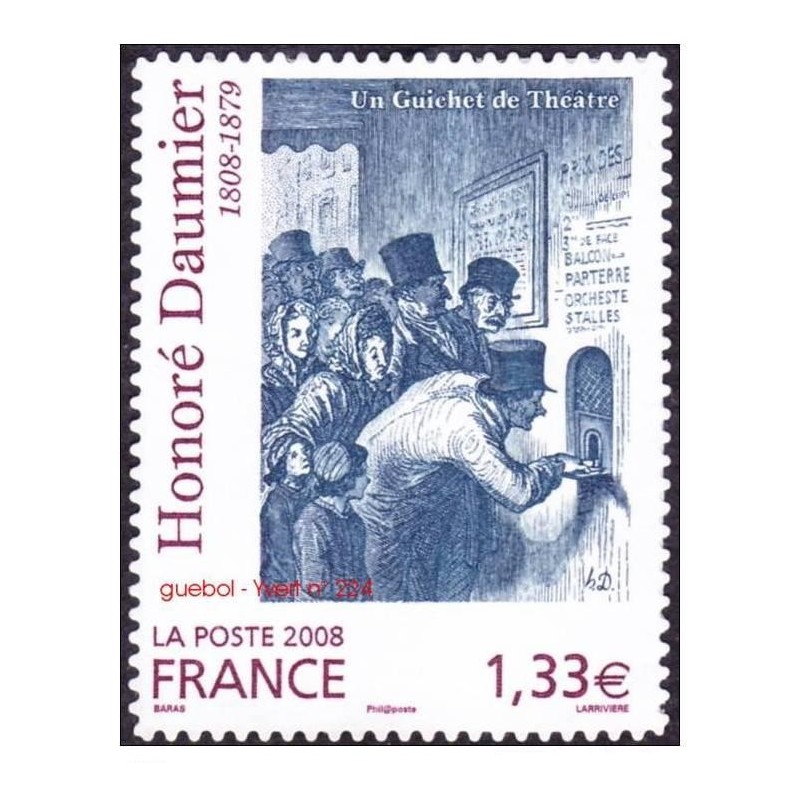 Autoadhésif Yvert No 224 Timbre Pro entreprise Honore Daumier Un guichet de théâtre