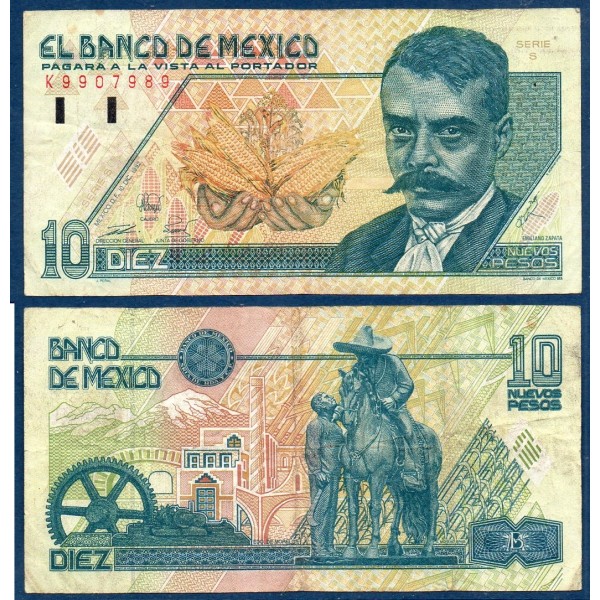 Mexique Pick N°99, TB Billet de Banque de 10 pesos 1992