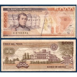 Mexique Pick N°88c, TB Billet de Banque de 5000 pesos 1989