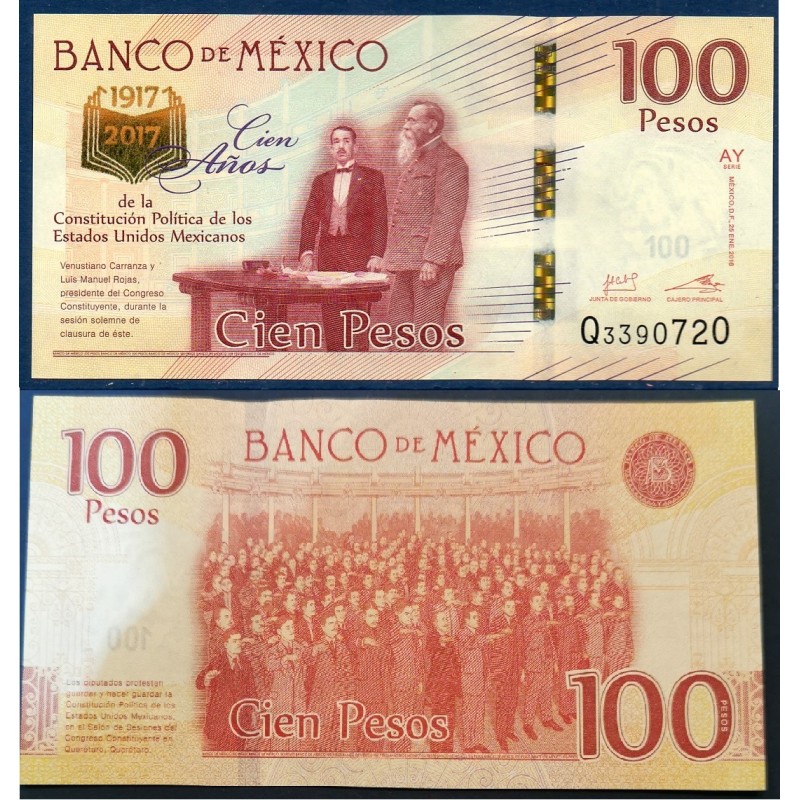 Mexique Pick N°130a, Neuf Billet de Banque de 100 pesos 2016