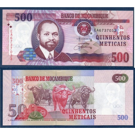 Mozambique P.147a, Neuf, Billet de 500 meticais 2006 Buffles