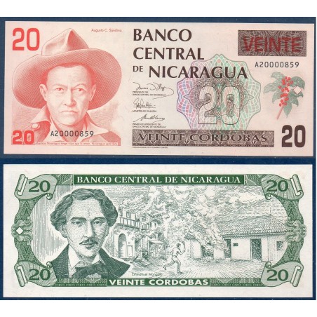 Nicaragua Pick N°176, Billet de Banque de 20 cordobas 1990
