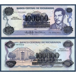 Nicaragua Pick N°159, Billet de Banque de 100000 Cordobas 1989