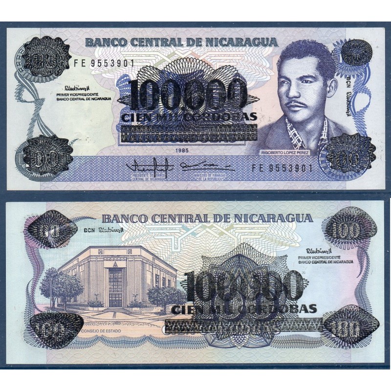 Nicaragua Pick N°159, Billet de Banque de 100000 Cordobas 1989