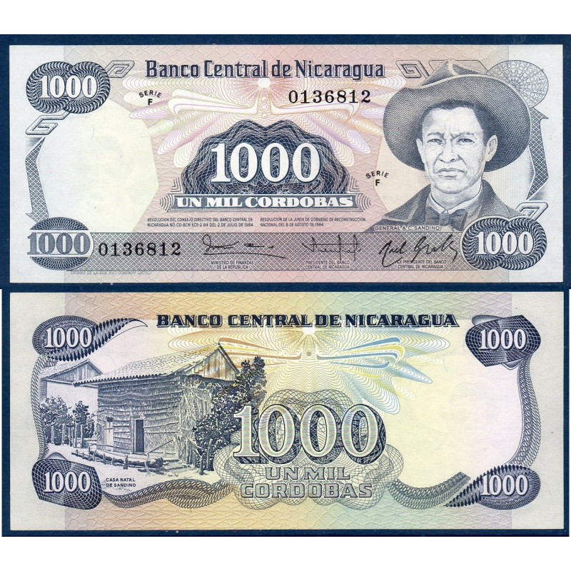 Nicaragua Pick N°143, Billet de Banque de 1000 Cordobas 1984