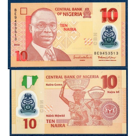 Nigeria P.39e, Neuf, Billet de 10 Naira 2014 Africaines