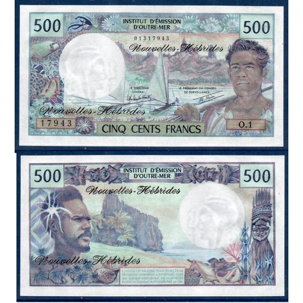 Nouvelles hébrides Pick N°19c, Billet de banque de 500 Francs 1970-1981