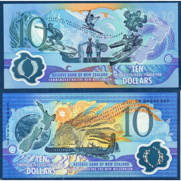 Nouvelle Zelande Pick N°190a, Billet de banque de 10 Dollars 2000