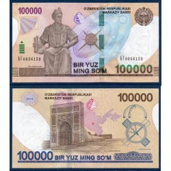 Ouzbékistan Pick N°new100k, Billet de banque de 100000 Sum 2019