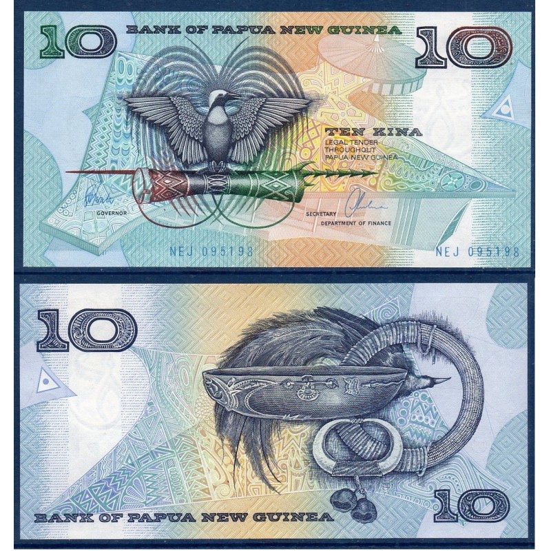 Papouasie Pick N°9d, Billet de banque de 10 Kina 1997