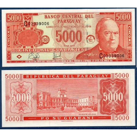 Paraguay Pick N°220a, Billet de banque de 5000 Guaranies 2000