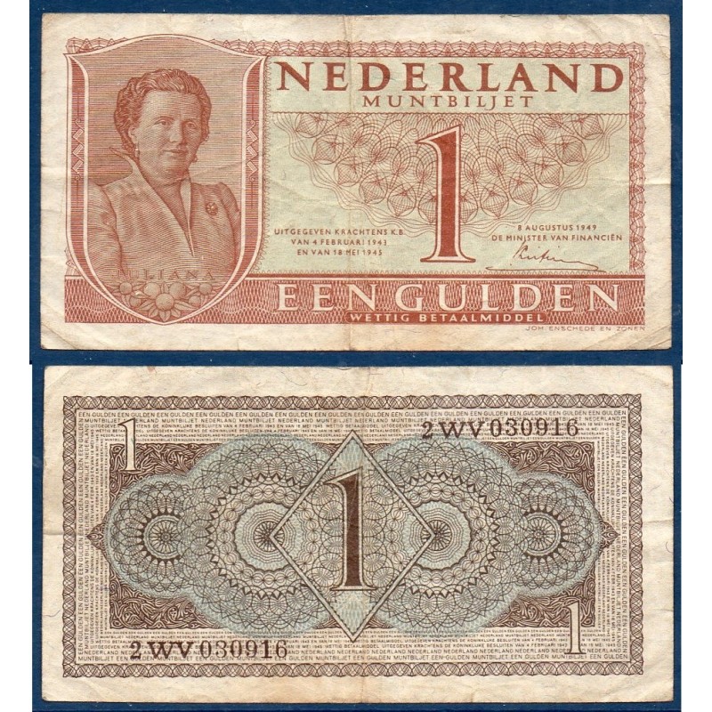 Pays Bas Pick N°72, TB Billet de Banque de 1 gulden 1949 Pays Bas Pick N°72, TB Billet de Banque de 1 gulden 1949