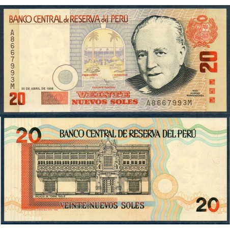 Perou Pick N°164a, Billet de banque de 20 Soles 1996
