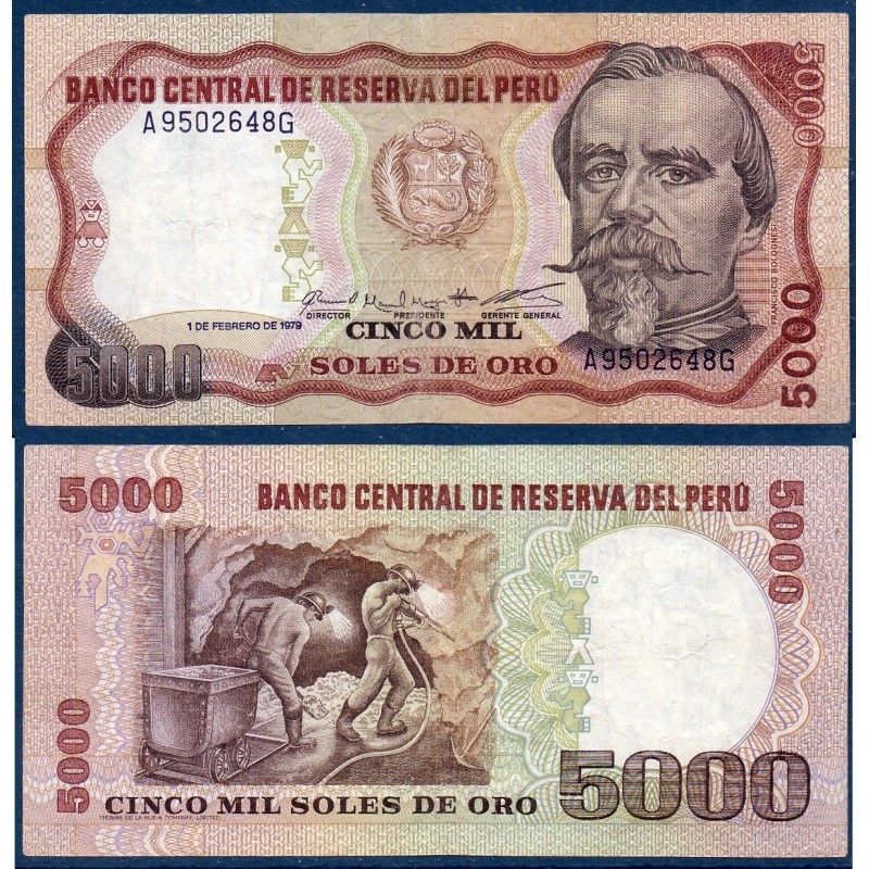 Perou Pick N°119 Billet de banque de 5000 Soles 1979