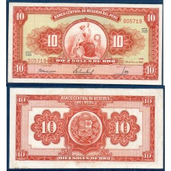 Perou Pick N°84a, TTB Billet de banque de 10 Soles 1962-1968