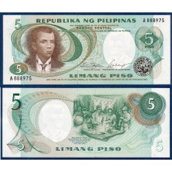 Philippines Pick N°143a, Billet de banque de 5 Piso 1969