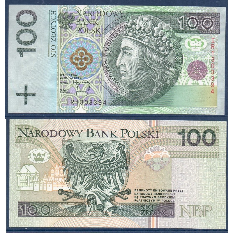Pologne Pick N°176a, Neuf Billet de banque de 100 Zlotych 1994