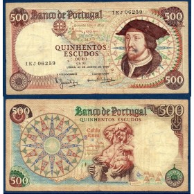 Portugal P.170a, TTB, Billet de 500 Escudos 1979 Jean II