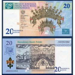 Pologne Pick N°191a, Neuf Billet de banque de 20 Zlotych 2017