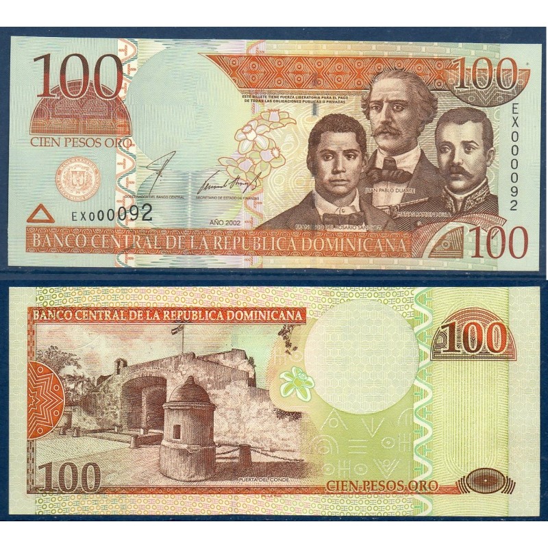 Republique Dominicaine Pick N°171b, Billet de banque de 100 Pesos 2002