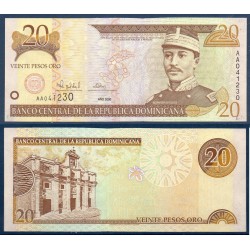 Republique Dominicaine Pick N°160a, Billet de banque de 20  Pesos oro 2000