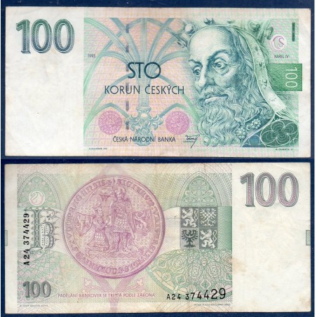 Republique Tchèque Pick N°5a, Billet de banque de 100 Korun 1993