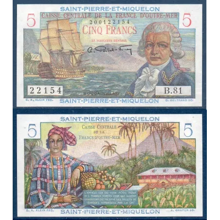 Saint Pierre et Miquelon Pick N°22, Billet de banque de 5 Francs 1950-1960