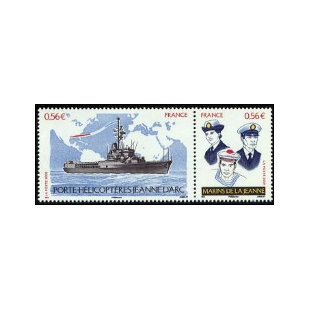 Timbre France Yvert No 4423-4424 La Jeanne d'Arc, navire porte Hélicoptères