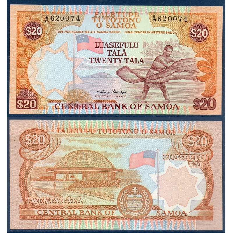 Samoa Pick N°28, Billet de banque de 20 Tala 1985