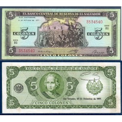 El Salvador Pick N°126a, Spl Billet de banque de 5 colones 1977