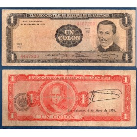 El Salvador Pick N°115a, B Billet de banque de 1 colon 1971-1977