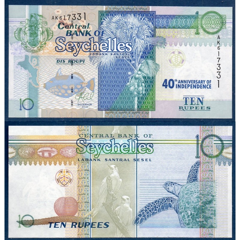 Seychelles Pick N°52, Billet de banque de 10 Rupees 2016