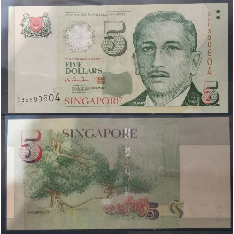 Singapour Pick N°39, Neuf Billet de banque de 5 Dollars 1999