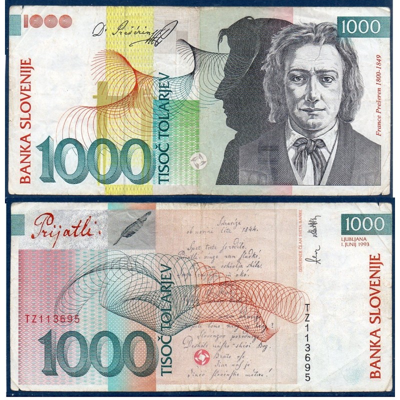 Slovénie Pick N°18a, Billet de banque de 1000 Tollarjev  1993