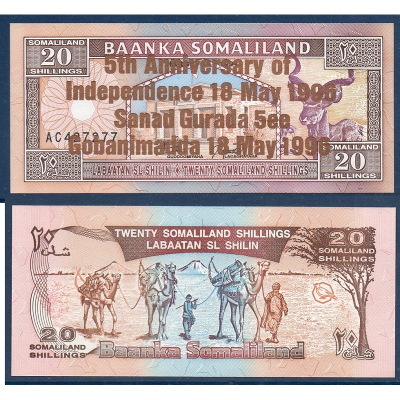 Somaliland Pick N°10, Billet de banque de 20 Shilings 1996