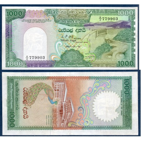 Sri Lanka Pick N°101a, Spl Billet de banque de 1000 Rupees 1987