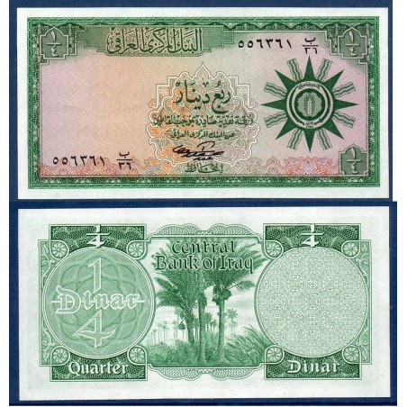 Irak Pick N°51b billet de banque de 1/4 Dinar 1959