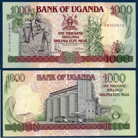 Ouganda P.34b, Neuf, Billet de 1000 Shillings 1991 Silos