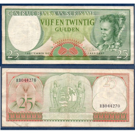 Suriname Pick N°122, Billet de banque de 25 Gulden 1963