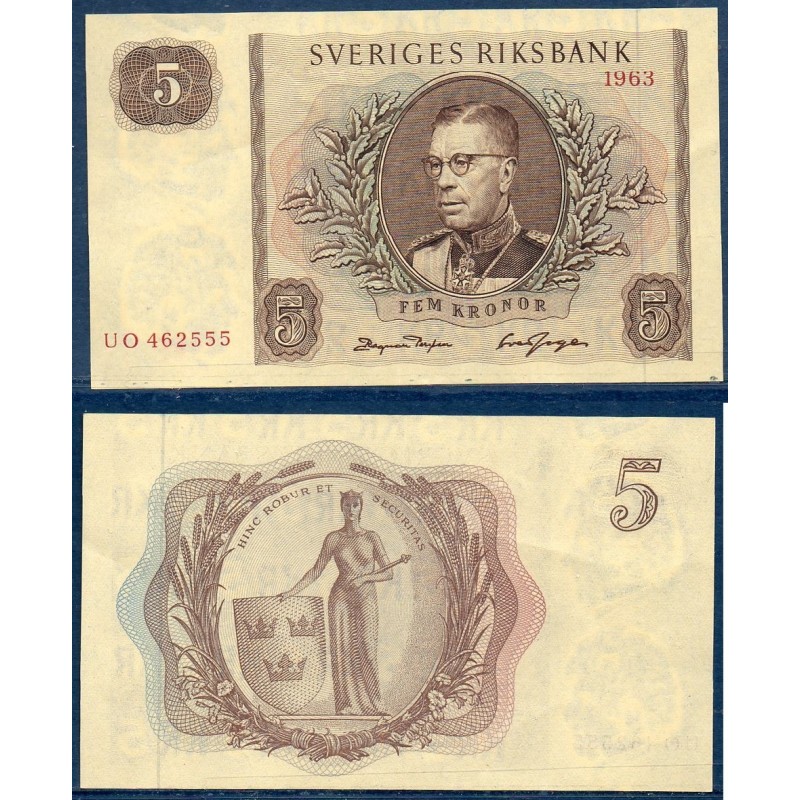 Suède Pick N°50b, Billet de banque de 5 Kronor 1963