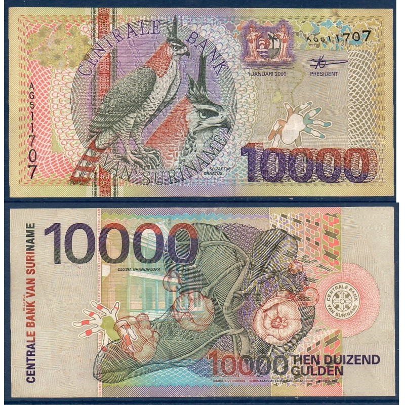 Suriname Pick N°153, TTB Billet de banque de 10000 Gulden 2000