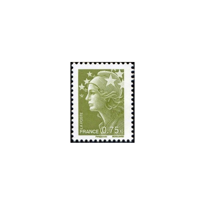 Timbre France Yvert No 4473 Marianne de beaujard 0.75€ vert olive