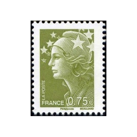 Timbre France Yvert No 4473 Marianne de beaujard 0.75€ vert olive
