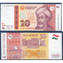 Tadjikistan Pick N°16a Billet de banque de 10 Somoni 1999