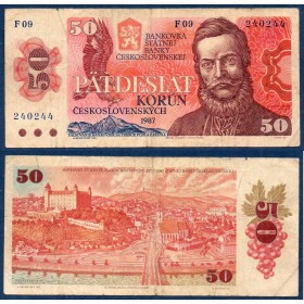 Tchécoslovaquie Pick N°96a, TB billet de banque de 50 Korun 1987