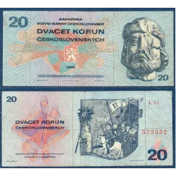 Tchécoslovaquie Pick N°92c, TB Billet de banque de 20 Korun 1970-1971